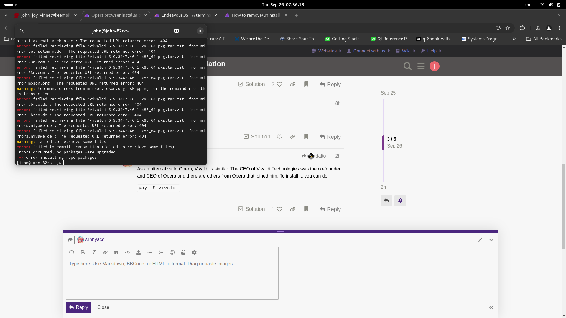 Opera browser installation - Pacman & AUR helpers - EndeavourOS