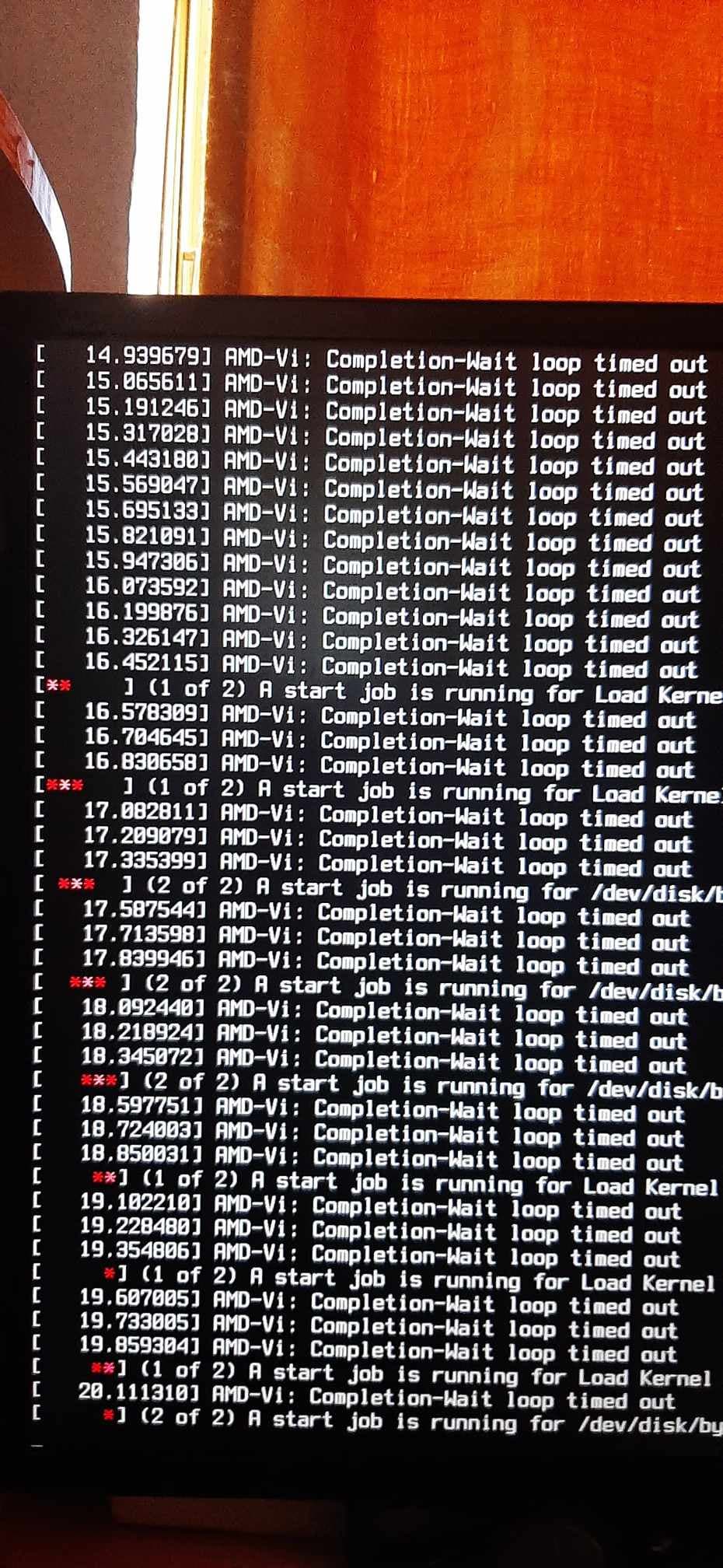 Unable to boot after turning on IOMMU in the bios Kernel boot