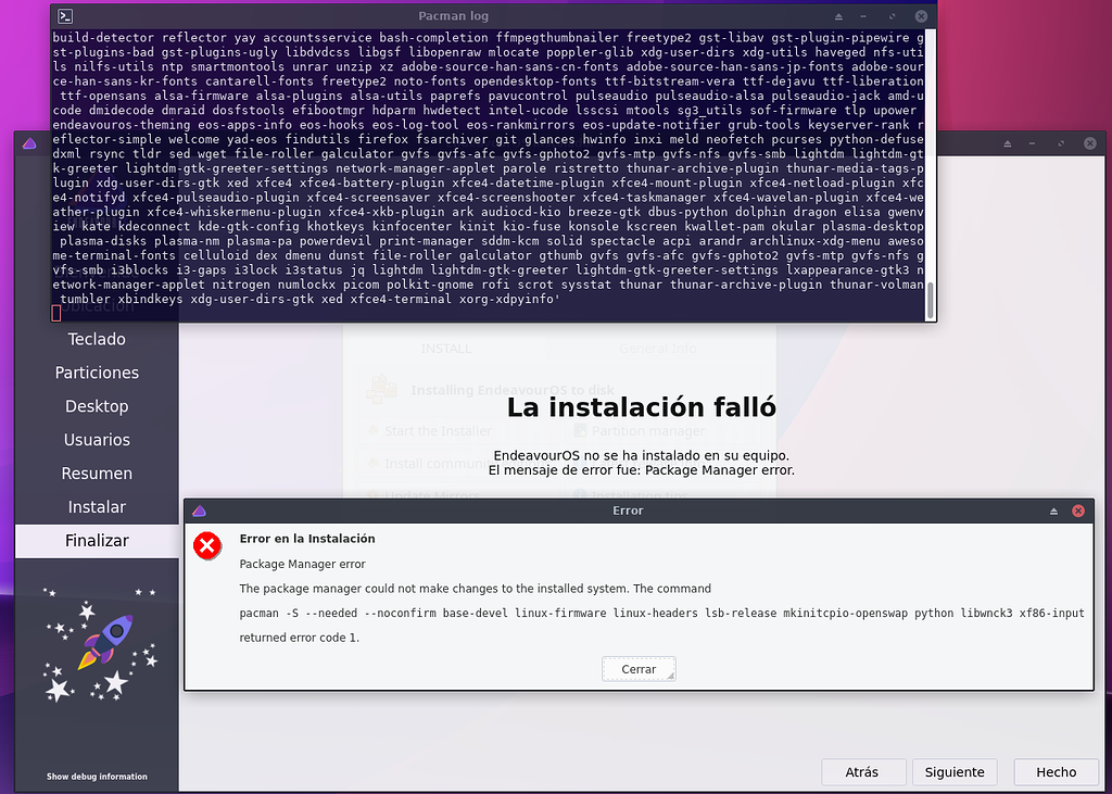 Package manager error in online install (offline is failing too ...