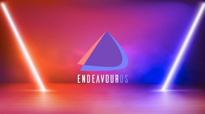 endeavouros-x-modern-studio-with-glowing-neon-lights-and-smoke-3d-illustration-free-vector.-centered