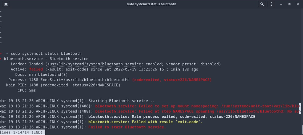 Org bluez error failed. Org bluez error failed