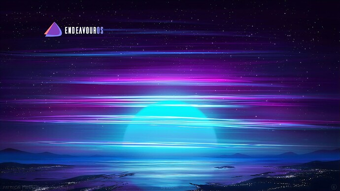New-Sunset-Glowing-EndeavourOS-Logo-Linux-X