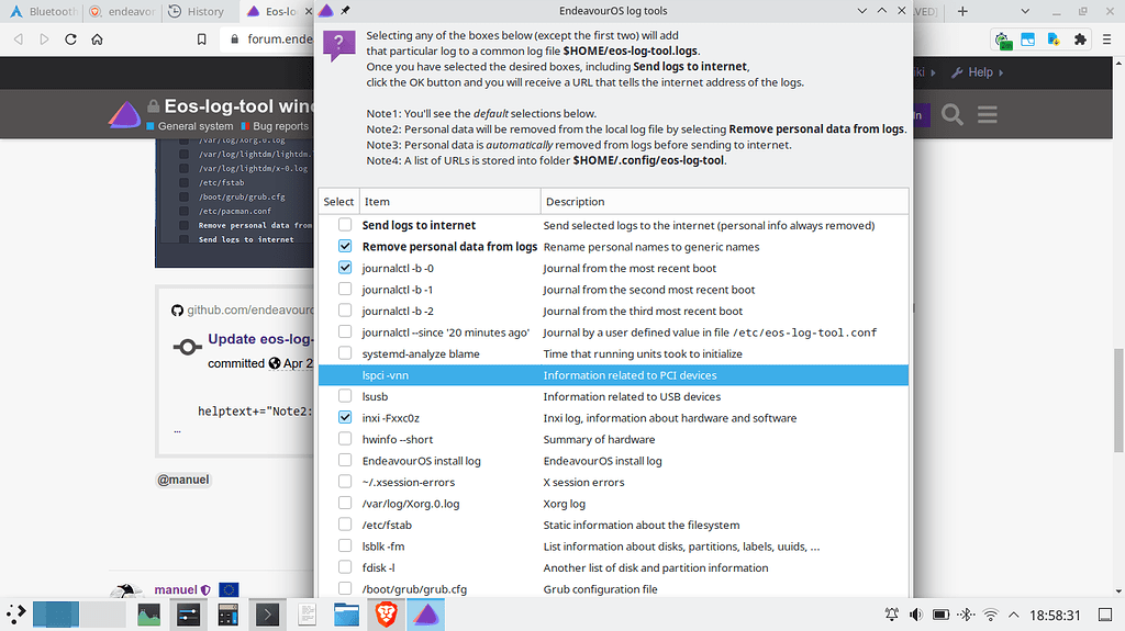 EndeavorOS log tool window not resizable Newbie EndeavourOS
