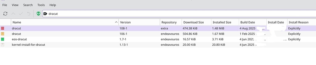 A question about dracut 108/106 and Linux LTS Kernel - Newbie - EndeavourOS