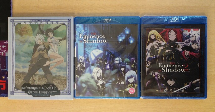 Is it wrong to..S1 Steelbook + the Eminence in Shadow S1+S2 front