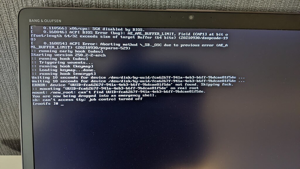 Fresh install, booted, updated and now it can't find disk - General ...