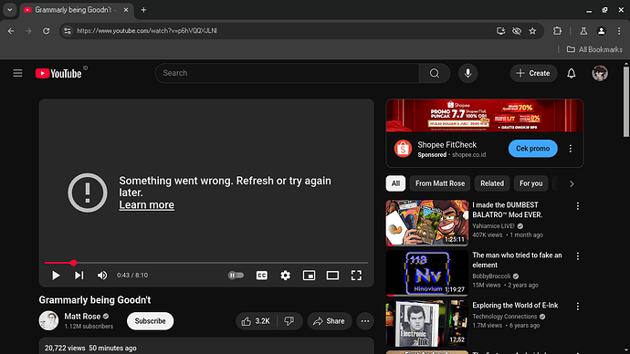 YouTube being good'nt - Ungoogled Chrome