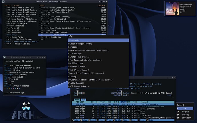 Screenshot_Xfce-barless-rofi-ARM