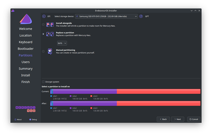 replace partition no next