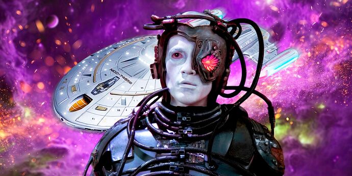 jonathan-del-arco-as-hugh-the-borg-in-tng-with-uss-voyager-behind