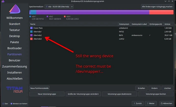 When the LUKS Volume is open under /dev/mapper/crypt_vda2