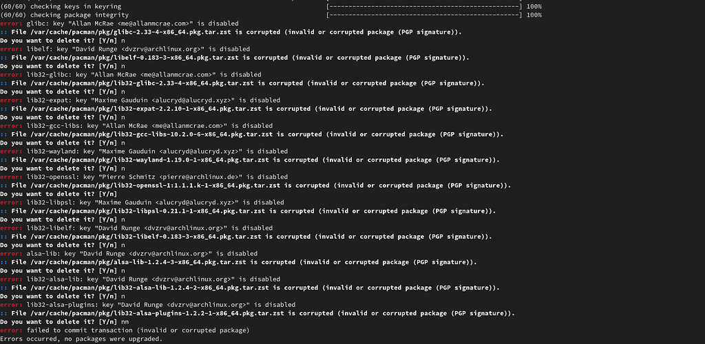 I keep geting (invalid or corrupted package (PGP signature)). when trying to install steam