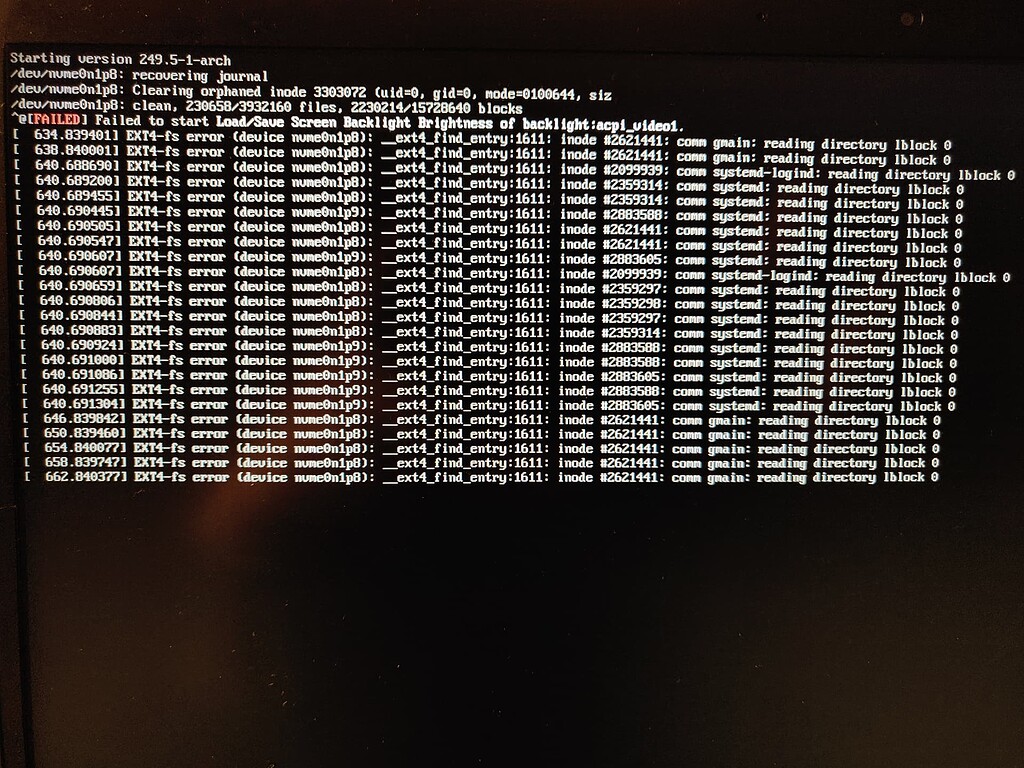 Random crashes on fresh install EXT4fs error Kernel, boot, graphics