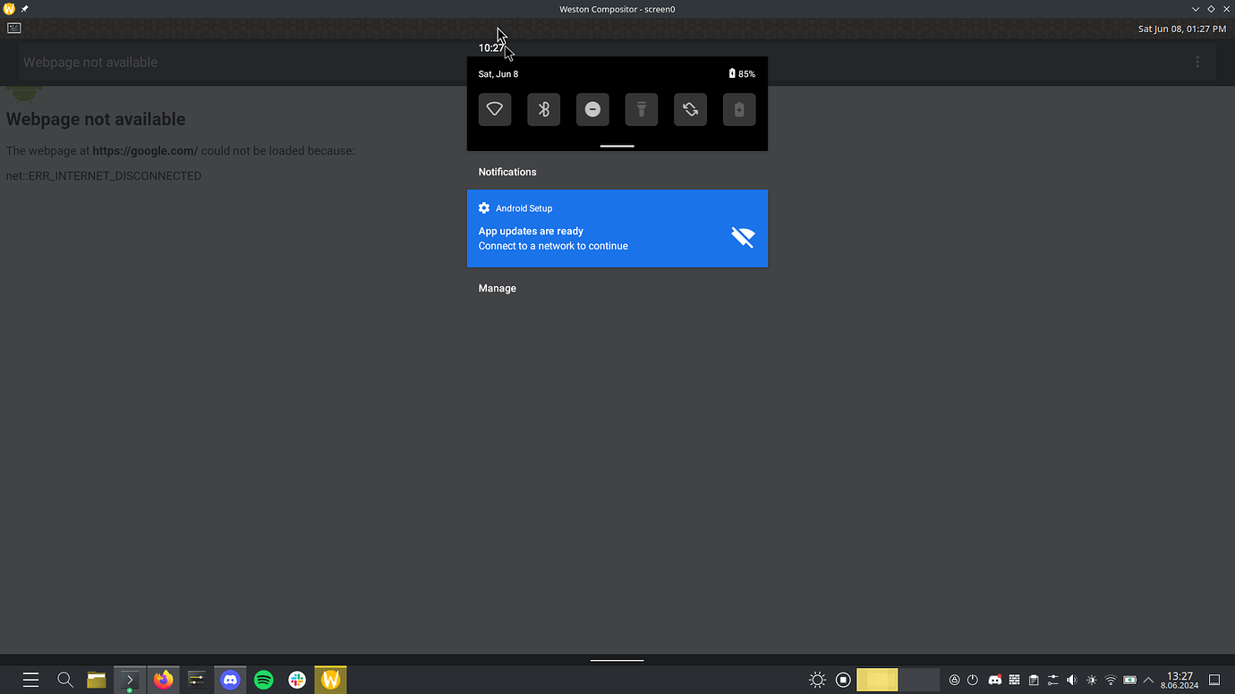 Waydroid not connecting to Applications EndeavourOS