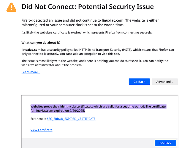 LinuxLiacExpiredSSLCertificate