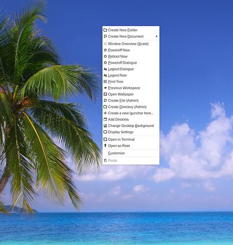 right click desktop Mint