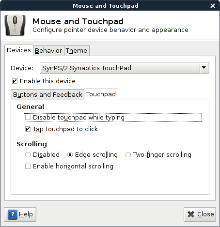 how to enable touchpad while typing