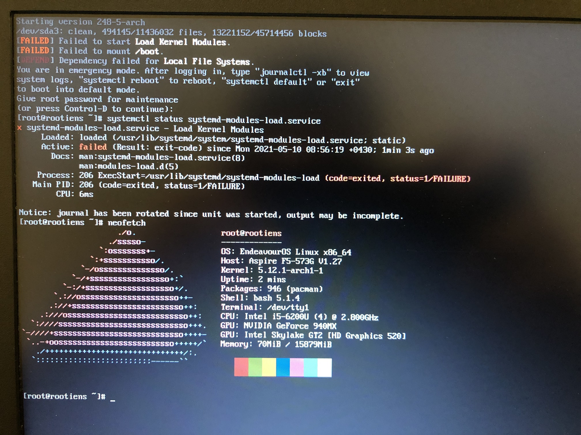 Start kernel. Systemd Boot archlinux. Ubuntu 22.04 failed to start LSB: VIRTUALBOX Linux Kernel Module.. ASUSTOR booting image' Error: no such device: you need to load the Kernel first. Error: no loaded Kernel.. Restart the Kernel(with dialog).