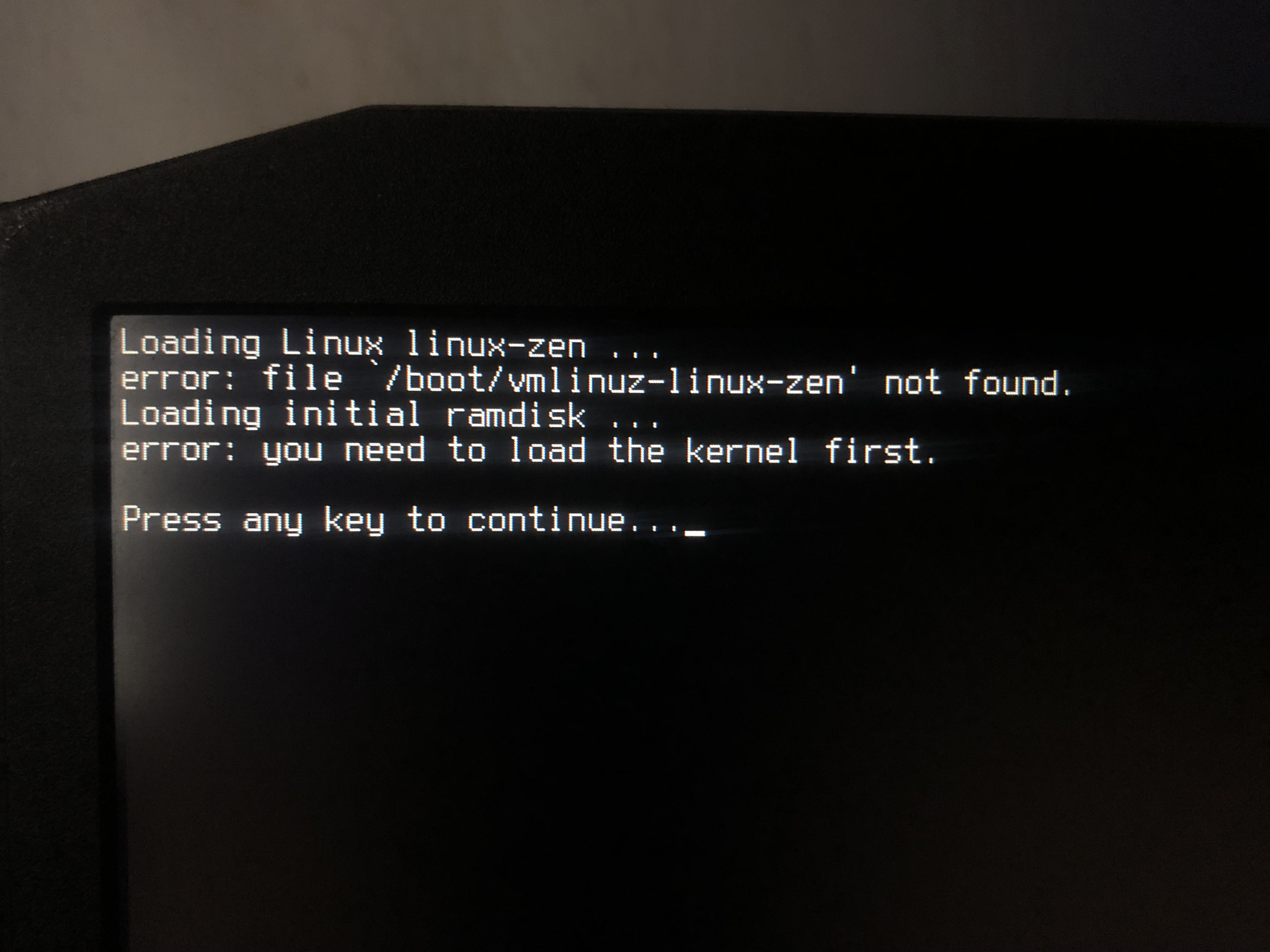 You need to load the kernel first