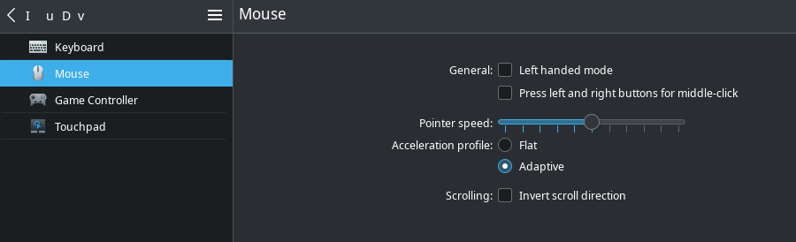 Mouse settings