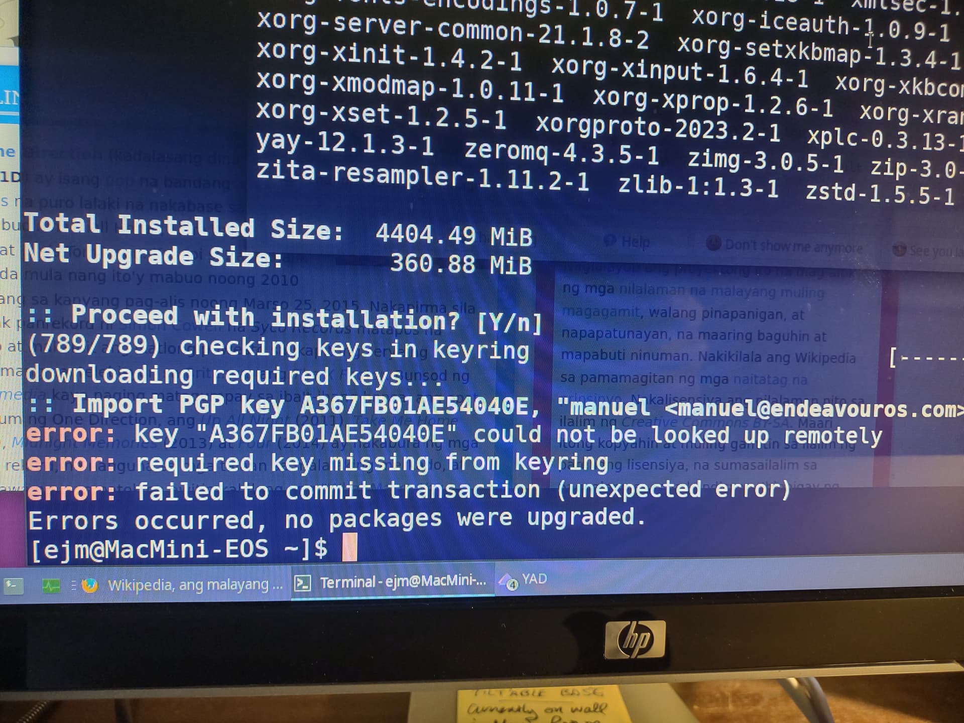 Install progress, but still cannot update EOS - EndeavourOS ...