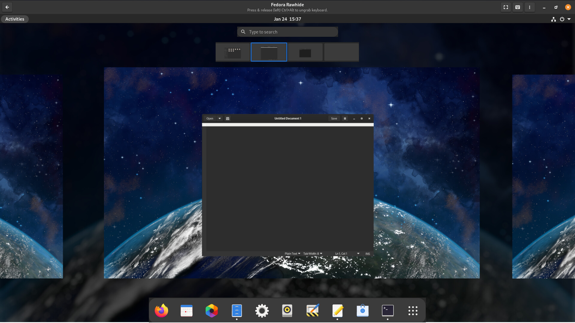 r/gnome - Gnome 40 design Proposal. Use Blurred desktop background as overview background and use grey panels to indicate different workspaces