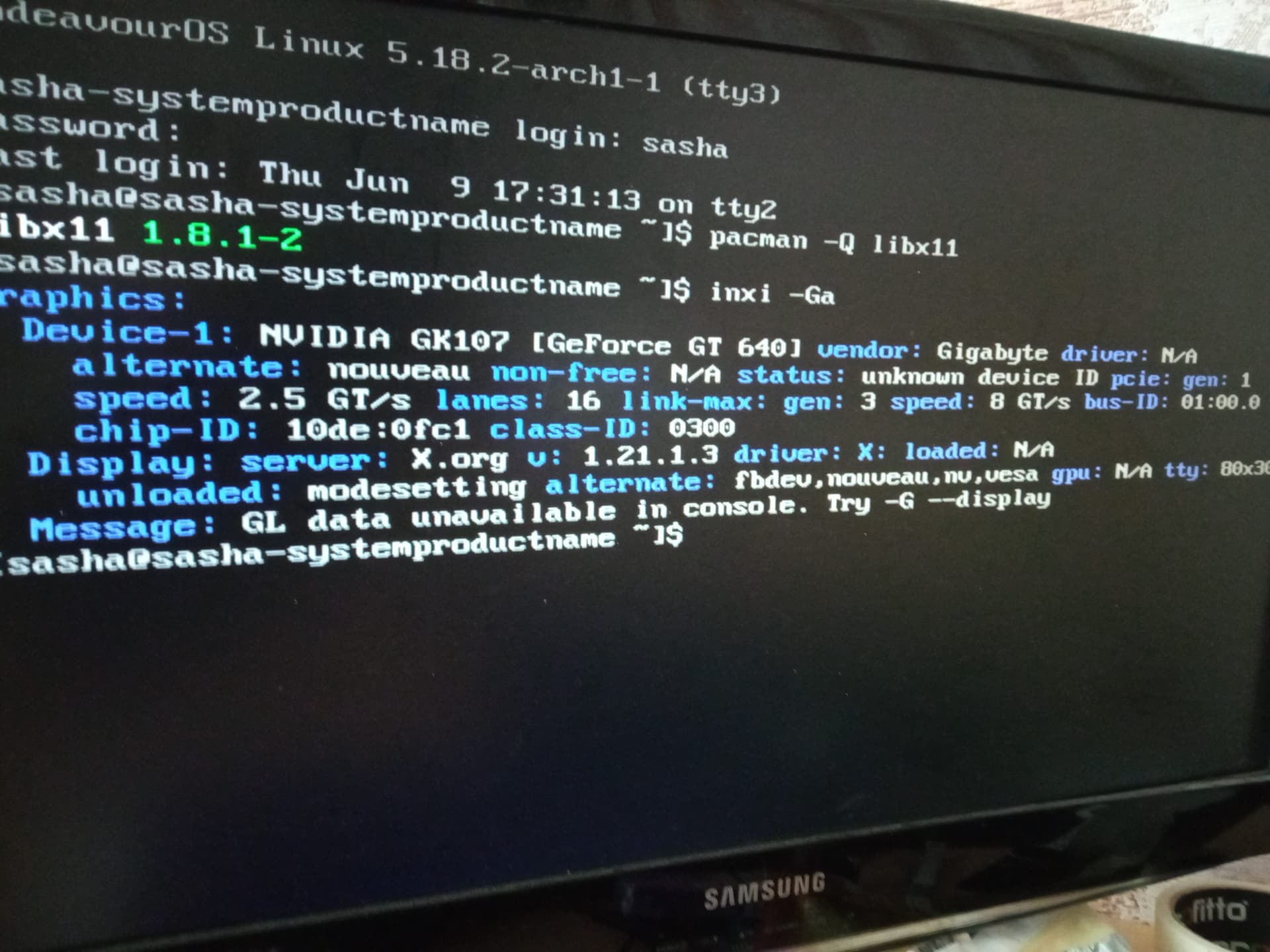 arch linux lxde stuck at reached target graphical interface