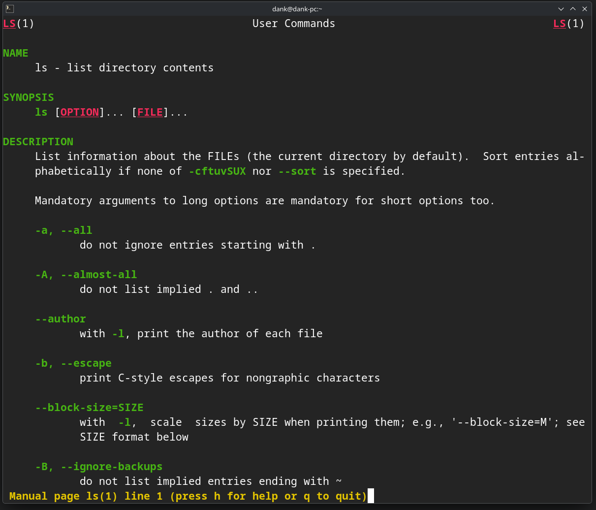Need help getting foot terminal to display man pages with syntax ...