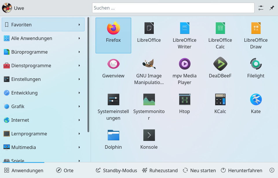 KDE_Favoriten-Layout