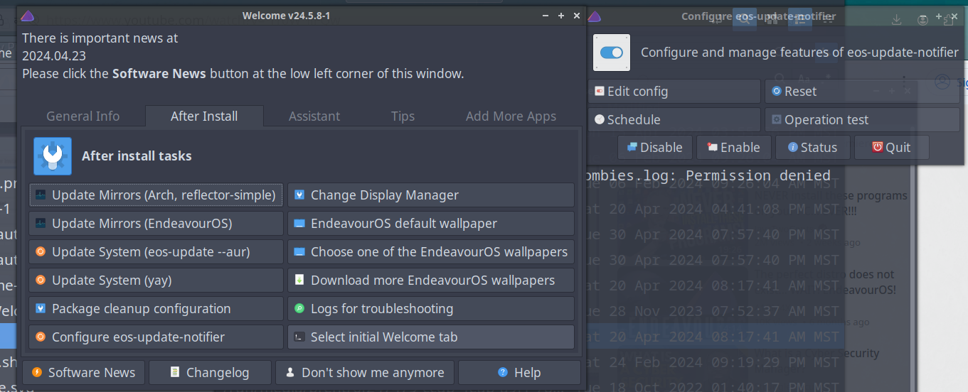 Eos notifier questions - Kernel, boot, graphics & hardware - EndeavourOS