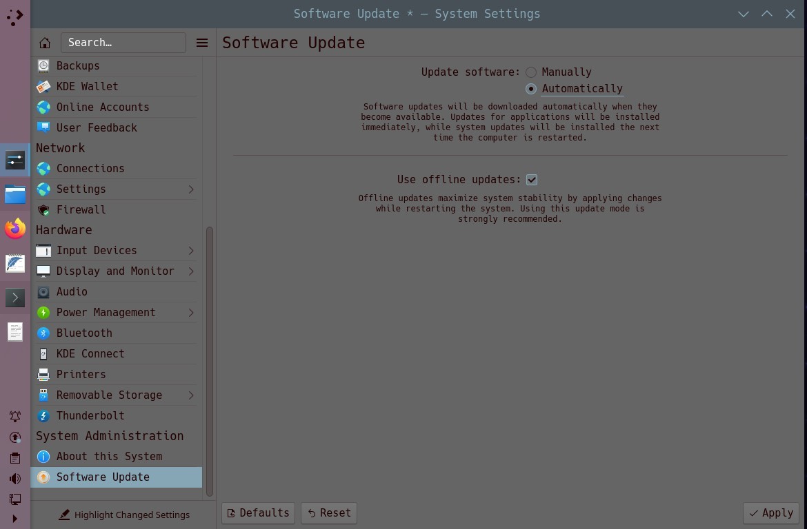 Software Update in KDE neon's System Settings
